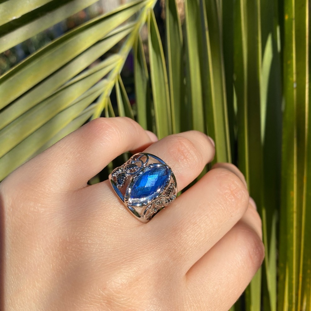 NEW 925 Sterling Silver Blue Stone Ring - Picture 4 of 14
